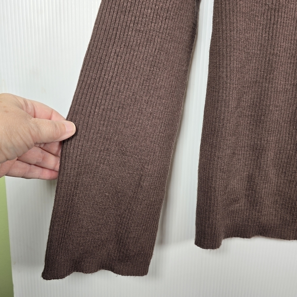 Tweeds Womens Wool Chocolate Brown Cowl Neck Ribbed Long Sleeve Sweater Size M - Picture 4 of 8